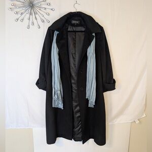 Warm & Cozy Jones New York Women’s Black Long Coat With Hood Size 18W